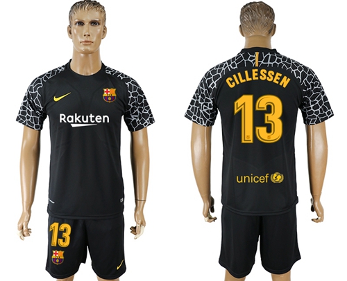 Barcelona #13 Cillessen Black Goalkeeper Soccer Club Jersey - Click Image to Close